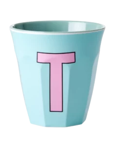 RICE melamine cup medium letter T rood, letterbeker, letter beker, RICE, beker alfabet, alfabet, wonderzolder.nl