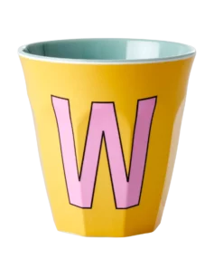 RICE melamine cup medium letter W rood, letterbeker, letter beker, RICE, beker alfabet, alfabet, wonderzolder.nl