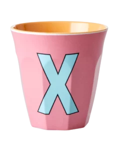 RICE melamine cup medium letter X rood, letterbeker, letter beker, RICE, beker alfabet, alfabet, wonderzolder.nl