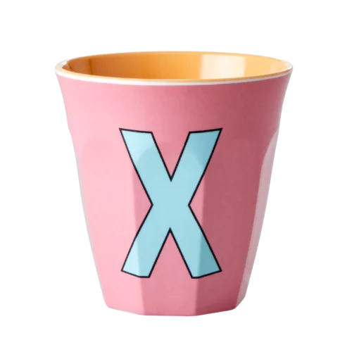 RICE melamine cup medium letter X rood, letterbeker, letter beker, RICE, beker alfabet, alfabet, wonderzolder.nl