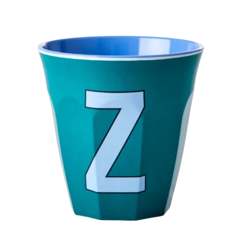 RICE melamine cup medium letter Z blauw, letterbeker, letter beker, RICE, beker alfabet, alfabet, wonderzolder.nl