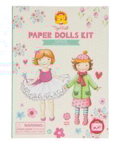 tiger tribe knutselset paper dolls vintage, aankleedpoppen, aankleden, knutselset, knutselen, kleuren, kleding kleuren, tiger tribe, wonderzolder.nl
