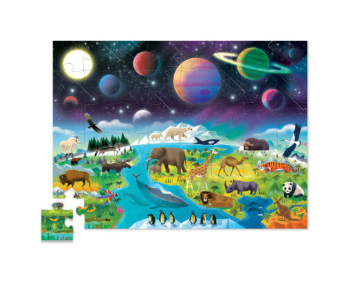 Crocodile Creek puzzel boven en beneden aarde en ruimte 48 stukjes, above en below, puzzel, vloerpuzzel, earthe en space, ruimte, aarde, crocodile creek, wonderzolder.nl
