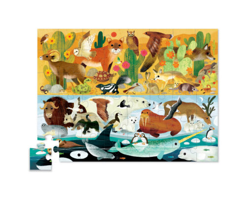 Crocodile Creek puzzel tegenstellingen koud en warm, vloerpuzzel, puzzel, koud en warm, crocodile creek, 48 stukjes, wonderzolder.nl