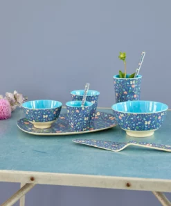 RICE melamine cup medium butterfly field, RICE, medium cup, melamine, kinderservies, butterfly field, blauw, wonderzolder.nl