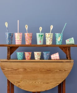 RICE melamine cup medium butterfly field, RICE, medium cup, melamine, kinderservies, butterfly field, blauw, wonderzolder.nl