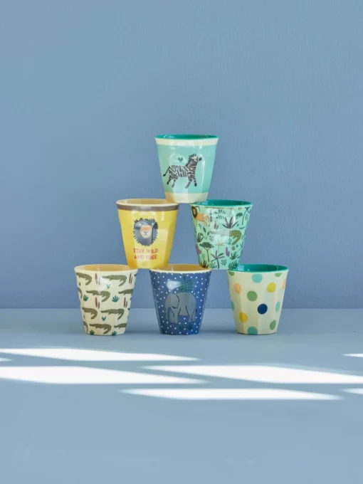 RICE melamine cup small jungle set, small cups, bekers, jungle, melamine, RICE, wonderzolder.nl