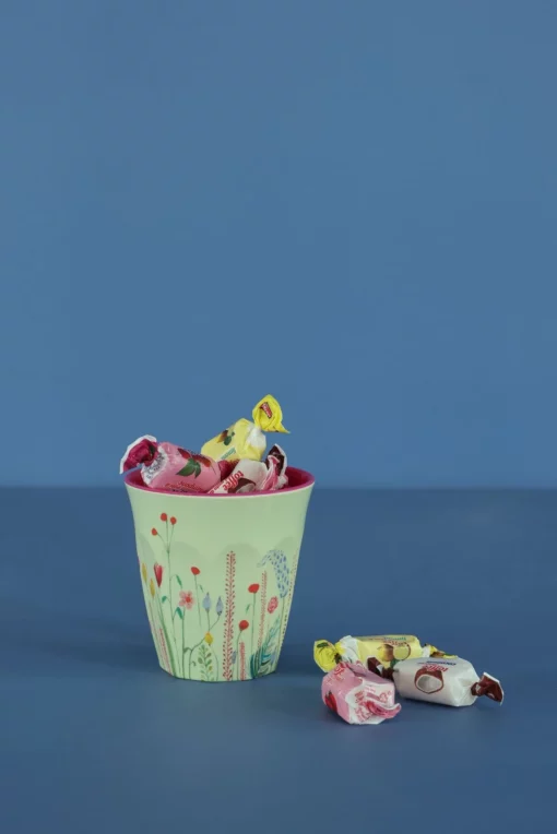 RICE melamine cup medium summer flowers, summer flowers, beker, melamine, medium cup, RICE, bloemen, bloemenbeker, wonderzolder.nl