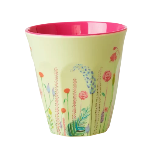 RICE melamine cup medium summer flowers, summer flowers, beker, melamine, medium cup, RICE, bloemen, bloemenbeker, wonderzolder.nl