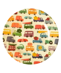 RICE bord happy cars, melamine, kinderservies, kinderbord, happy cars, RICE, wonderzolder.nl