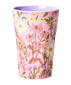 RICE beker daisy retro pink large, melamine, daisy retro pink, beker, RICE servies, RICE, wonderzolder.nl