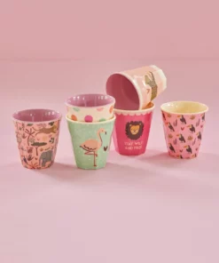RICE bekerset jungle pink small, bekers, bekerset, giftset, jungle, pink, roze, RICE, wonderzolder.nl