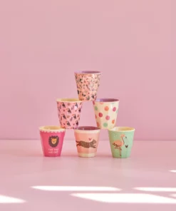RICE bekerset jungle pink small, bekers, bekerset, giftset, jungle, pink, roze, RICE, wonderzolder.nl