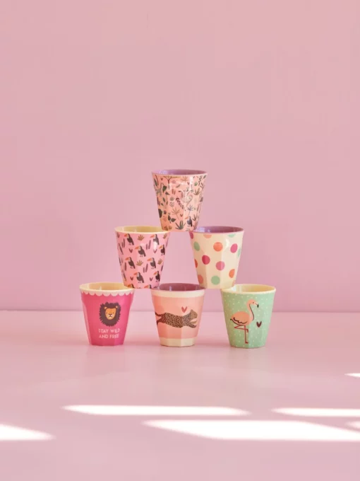RICE bekerset jungle pink small, bekers, bekerset, giftset, jungle, pink, roze, RICE, wonderzolder.nl