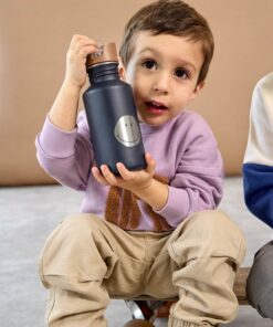 Lässig drinkfles Little Gang Smile navy, drinkfles, waterfles, little gang smile, navy, donkerblauw, kinderfles, lässig, wonderzolder.nl