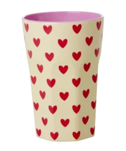 RICE beker darling hearts, melamine, large cup, servies, kinderservies, darling hearts, hartjesbeker, hartjes, RICE, wonderzolder.nl