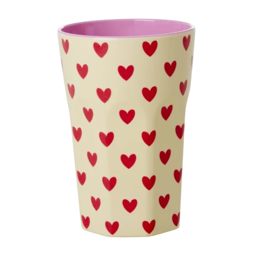 RICE beker darling hearts, melamine, large cup, servies, kinderservies, darling hearts, hartjesbeker, hartjes, RICE, wonderzolder.nl