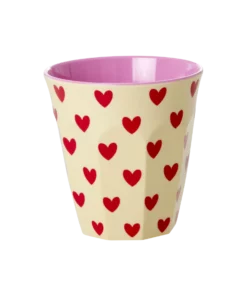RICE beker darling hearts, melamine, medium cup, servies, kinderservies, darling hearts, hartjesbeker, hartjes, RICE, wonderzolder.nl