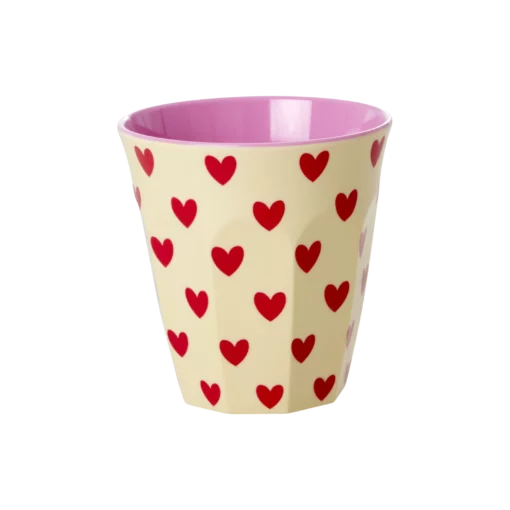 RICE beker darling hearts, melamine, medium cup, servies, kinderservies, darling hearts, hartjesbeker, hartjes, RICE, wonderzolder.nl