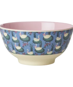 RICE kom Swan Lake, melamine, kom, medium bowl, swan lake, zwanen, RICE, wonderzolder.nl