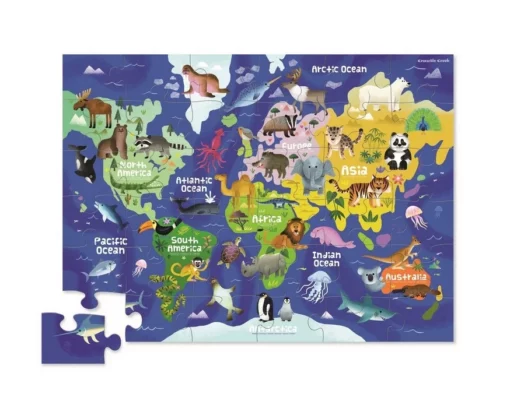 Crocodile Creek puzzel mijn eerste wereldkaart, vloerpuzzel, legpuzzel, puzzel, mijn eerste wereldkaart, first map, wereldkaart, crocodile creek, wonderzolder.nl