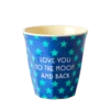 Rice beker funky stars blue small, small cup, kinderbeker, servies, melamine, blue stars, funky prints, RICE, wonderzolder.nl