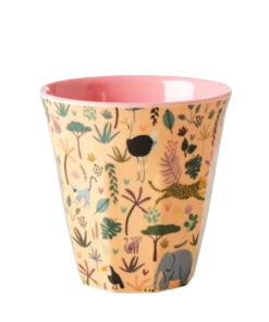 Rice beker funky jungle small, kinderbeker, small cup, melamine, beker, jungle, dierentuin, RICE, wonderzolder.nl