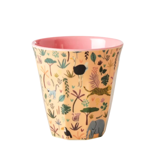 Rice beker funky jungle small, kinderbeker, small cup, melamine, beker, jungle, dierentuin, RICE, wonderzolder.nl