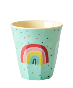Rice beker funky rainbow blue, small cup, melamine, kinderbeker, kinderservies, beker, rainbow, regenboog, RICE, wonderzolder.nl