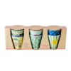 RICE bekerset funky prints blue small, funky prints, blue, blauw, bekerset, small cup, beker, kinderbeker, giftset, RICE, wonderzolder.nl
