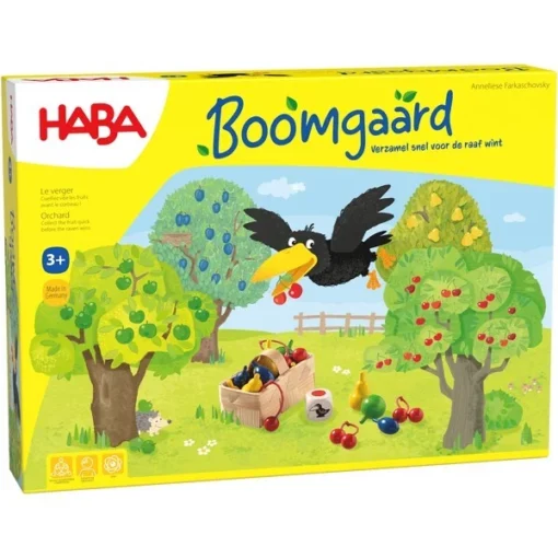 Haba Boomgaard, gezelschapsspel, spel, familiespel, boomgaard, haba, wonderzolder.nl