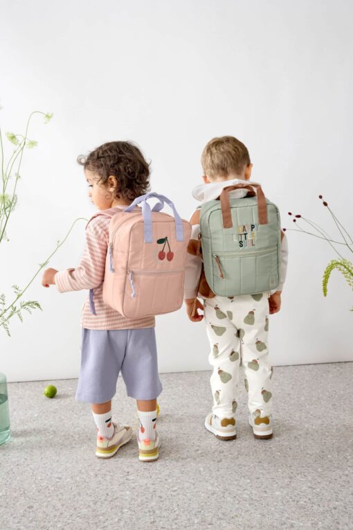lassig mini square rugzak little gang cherry peach, rugzak, rugtas, kindertas, little gang, cherry peach, peach, cherry, lassig, wonderzolder.nl