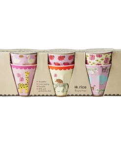 RICE bekerset wild life pink small, melamine cup, melamine, small cup, kinderbeker, bekerset, wild life, pink, roze, rice, wonderzolder.nl