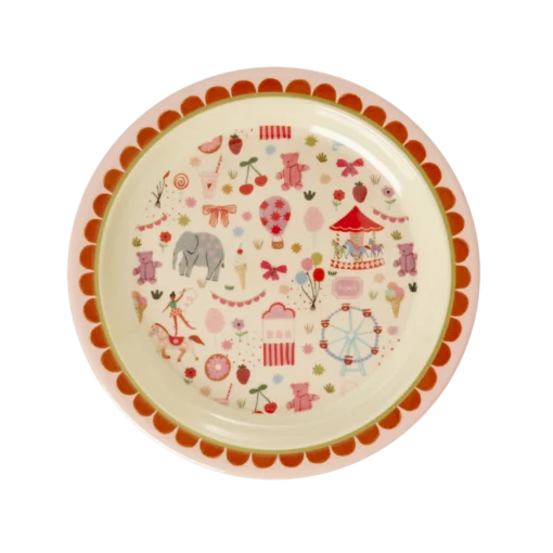 RICE kinderbord fun fair pink, kinderbord, kinderservies, melamine, pink, roze, kermis, fun, fair, rice, wonderzolder.nl