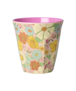 Rice beker flower power, medium cup, melamine, flower power, bloemen, kinderbeker, rice, wonderzolder.nl
