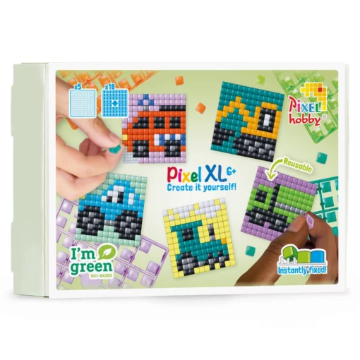 Pixel XL themabox voertuigen, Pixelhobby, Pixel, Pixel XL, voertuigen, verkeer, trein, graafmachine, auto, brandweer, wonderzolder.nl