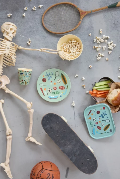 RICE bord Sports, melamine, servies, kinderservies, bord, jongen, sport, rice, wonderzolder.nl