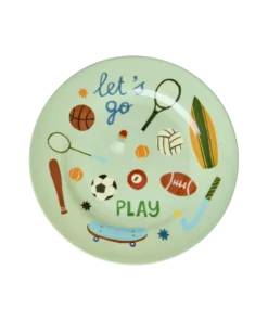 RICE bord Sports, melamine, servies, kinderservies, bord, jongen, sport, rice, wonderzolder.nl