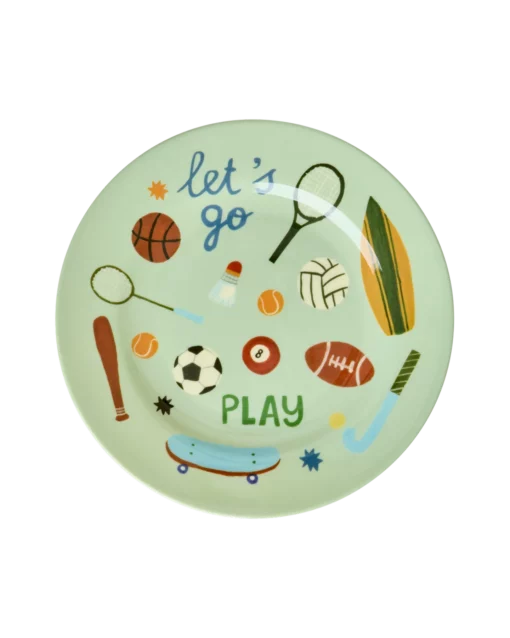 RICE bord Sports, melamine, servies, kinderservies, bord, jongen, sport, rice, wonderzolder.nl