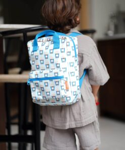 Engelpunt rugtas popcorn paradise, rugtas, rugzak, jongens, basisschool, popcorn, paradise, blauw, oranje, engelpunt, engel., wonderzolder.nl