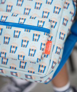 Engelpunt rugtas popcorn paradise, rugtas, rugzak, jongens, basisschool, popcorn, paradise, blauw, oranje, engelpunt, engel., wonderzolder.nl