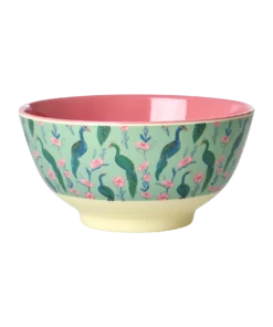 RICE kom Peacock Power, melamine, servies, kom, bowl medium, peacock power, vogels, rice, wonderzolder.nl