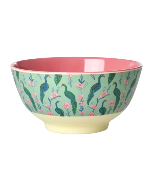 RICE kom Peacock Power, melamine, servies, kom, bowl medium, peacock power, vogels, rice, wonderzolder.nl