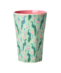 RICE beker peacock power large, melamine, servies, beker, tall cup, peacock power, rice, wonderzolder.nl