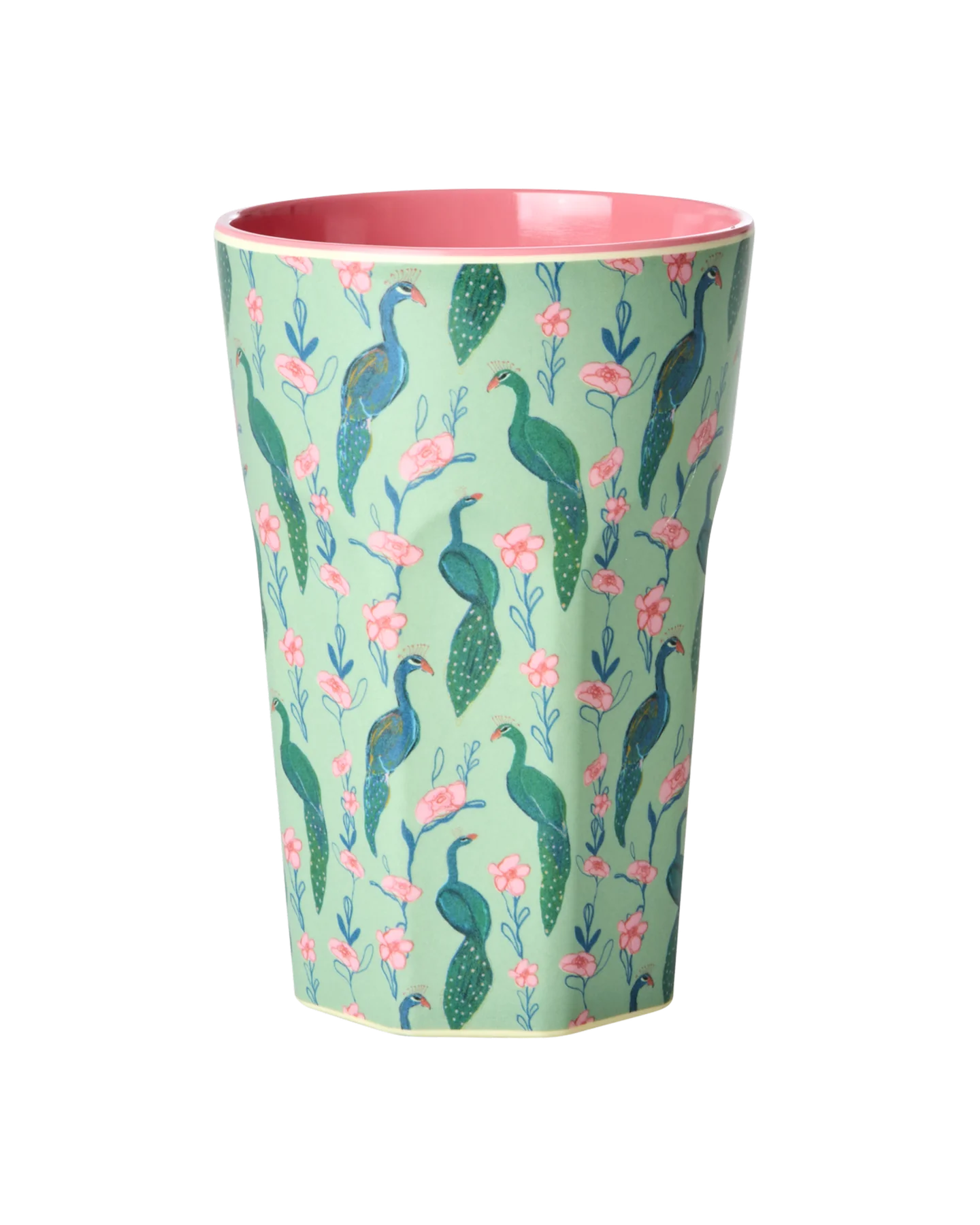 RICE beker peacock power large, melamine, servies, beker, tall cup, peacock power, rice, wonderzolder.nl