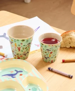 Rice beker blue ocean, medium cup, melamine, kinderservies, kinderbeker, ocean, blue, zeedieren, blauw, rice, wonderzolder.nl