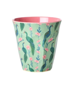 RICE beker peacock power, melamine, servies, beker, kinderbeker, peacock power, rice, wonderzolder.nl