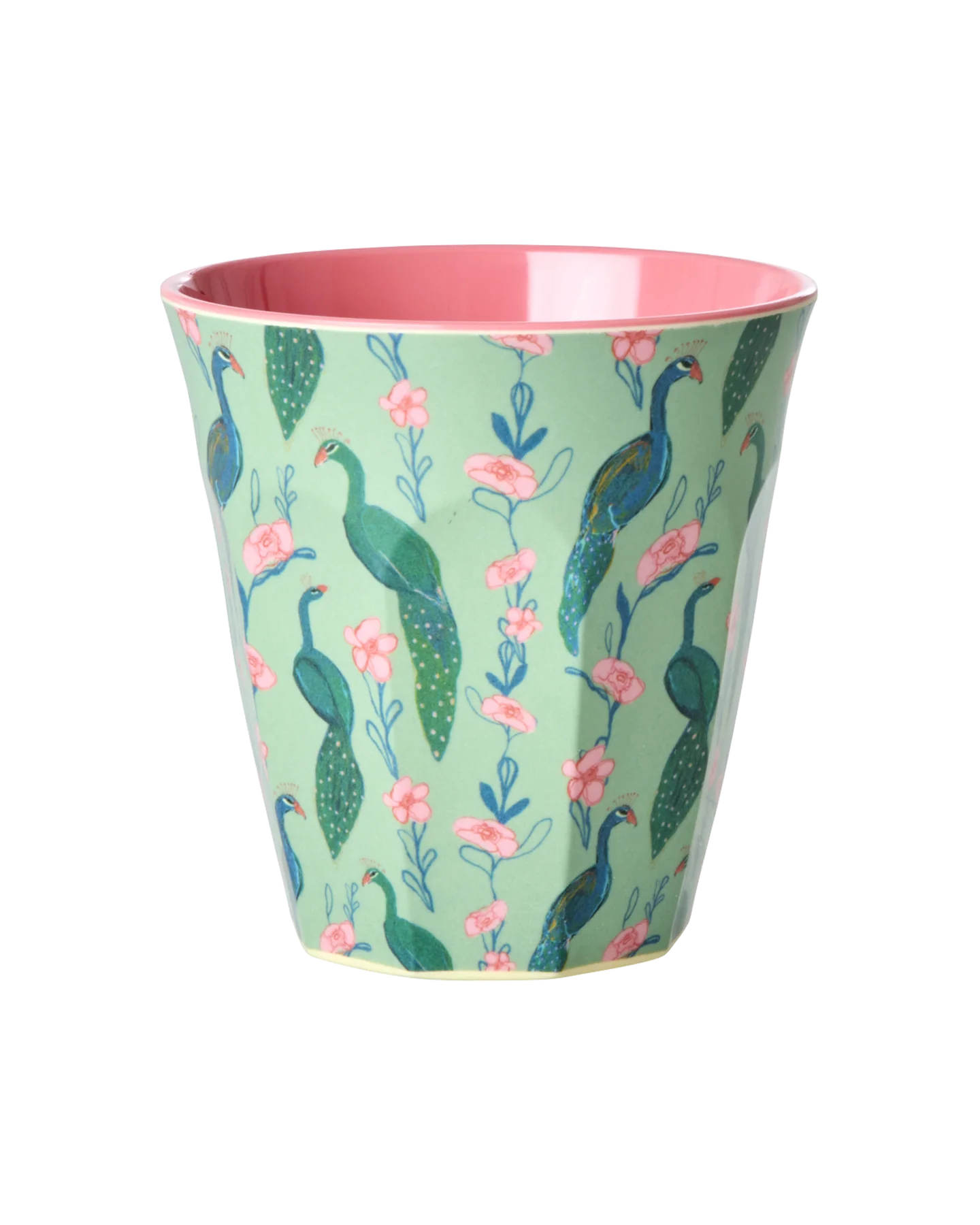 RICE beker peacock power, melamine, servies, beker, kinderbeker, peacock power, rice, wonderzolder.nl