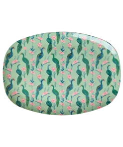 RICE plate peacock power, plate, bord, melamine, servies, peacock power, rice, wonderzolder.nl