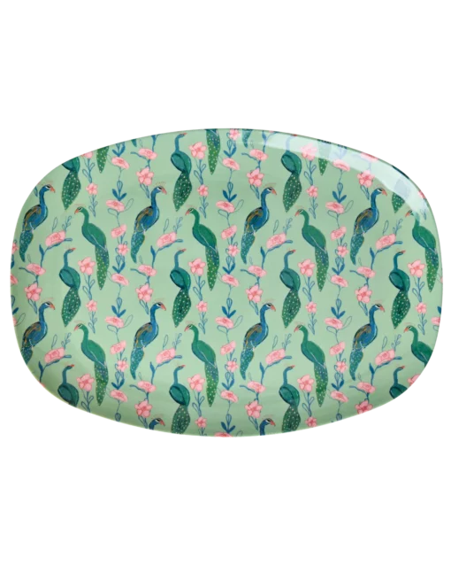 RICE plate peacock power, plate, bord, melamine, servies, peacock power, rice, wonderzolder.nl